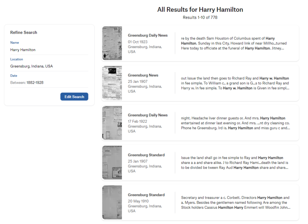 All results for Harry Hamilton